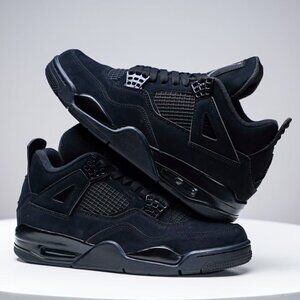 Brand New Men's Air Jordan 4 Retro "Black Cat" - Sleek All-Black, Pristine Condi